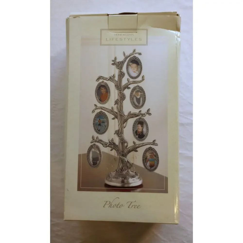 Home Accents Family Tree Photos Pewter Frame Holders History Decoration NEW